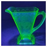 VTG Indiana Loraine Green Uranium Glass Creamer