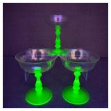3-VTG Uranium & Opalescent Glass Sherbet Cups