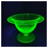 VTG Depression Uranium Glass Pedestal Compote
