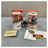 Budweiser-2001 & 2006 Ceramic Holiday Steins