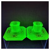 VTG-H/P Satin Uranium Glass Candlestick Holders