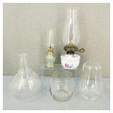 VTG Hurricane Oil Lamps and Various Glass Shades