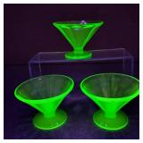 VTG Federal Depression Uranium Glass Sherbet Cups