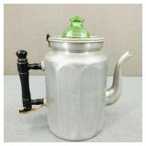 1930s Aluminum Percolator w/ Uranium Glass Knob