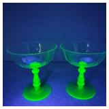 VTG Depression Uranium Glass Sherbet Compote Cups