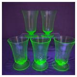 5-VTG Depression Uranium Glass Footed Parfait Cups