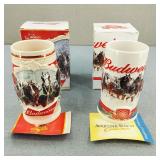 Budweiser-2015 & 2011 Ceramic Holiday Steins