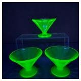 VTG Federal Depression Uranium Glass Sherbet Cups