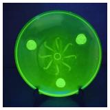 VTG Tiffin Depression Uranium Glass Cake Plate