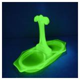 VTG Depression Uranium Glass Condiment Dish
