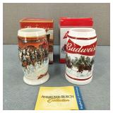 Budweiser-2006 & 2016 Ceramic Holiday Steins