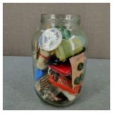 VTG-Large Glass Jar Full of Trinkets/Collectables