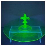 VTG Fostoria? Uranium Depression Glass Handle Tray