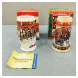Budweiser-2006 & 1994 Ceramic Holiday Steins