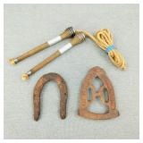 Antique WH Howell Cast Iron Trivet/VTG Jump Rope +