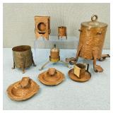 Antique Hand Forged Copper Smoking Set