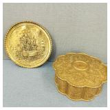 VTG-Embossed Brass Wall Plate & Scalloped Box