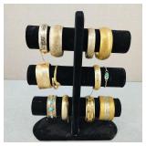 VTG Silver/Gold Toned Bracelets and Felt Stand