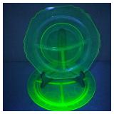VTG A/H Depression Uranium Glass Divided Plates