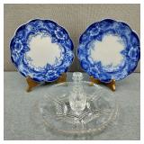 Antique Johnson Bros Argyle Flow Blue Plates +