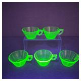 5-VTG Depression Uranium Glass Teacups