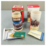 Budweiser-2003 & 2012 Ceramic Holiday Steins