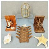 VTG Nautical Decor-Bookends, Bear Paw Clam Shell +