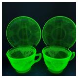 VTG Federal Glass Uranium Teacups & Saucers