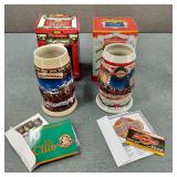 Budweiser-2001 & 2003 Ceramic Holiday Steins
