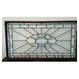 Antique Large Frost Beveled Stained Glass Window