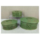 Antique H/M Green Painted Copper Nesting Boxes