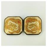 Antique Japanese Satsuma 2-Part Belt Buckle