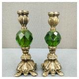 MCM-Hollywood Regency Cast Metal Candle Holders
