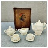 VTG-Mini Bisque Porcelain Rose Lattice Tea Set