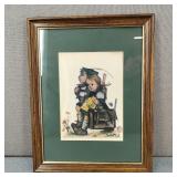 VTG Framed Hummel Art Print 'Little Scholar'