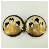 Antique Japanese Satsuma 2-Part Belt Buckle