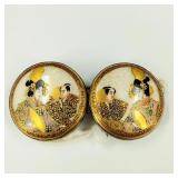 Antique Japanese Satsuma 2-Part Belt Buckle