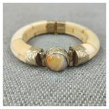 VTG Tibetan Horn Agate Stone Hinged Bracelet