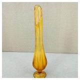 MCM-L.E. Smith/Viking? Amber Swung Glass Vase