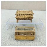 VTG Hollywood Regency Brass Jewlery Casket Boxes