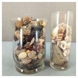 Rock, Agate & Gemstones In Glass Vases