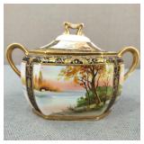 Antique Nippon H/P Porcelain Lidded Sugar Bowl