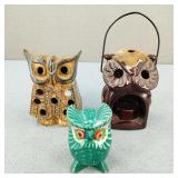 MCM-Owl Tealight/Votive Candle Holders & Figure