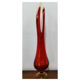 Vintage LE Smith 23' Amberina Swung Glass Vase