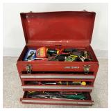 VTG-Craftsman 3-Drawer Red Steel Toolbox & Tools