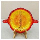 VTG L.E. Smith Amberina 'Flame' Glass Candy Dish