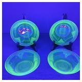 4-Federal Glass Co Depression Uranium Glass Bowls