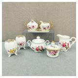 Antique-Vintage H/P Porcelain Creamer, Sugar +