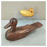 VTG-Hand-Carved Wood & Bamboo Folk Art Duck Decoy