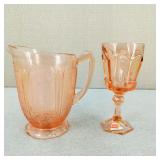 Jeanette Depression Glass Cherry Blossom Pitcher +
